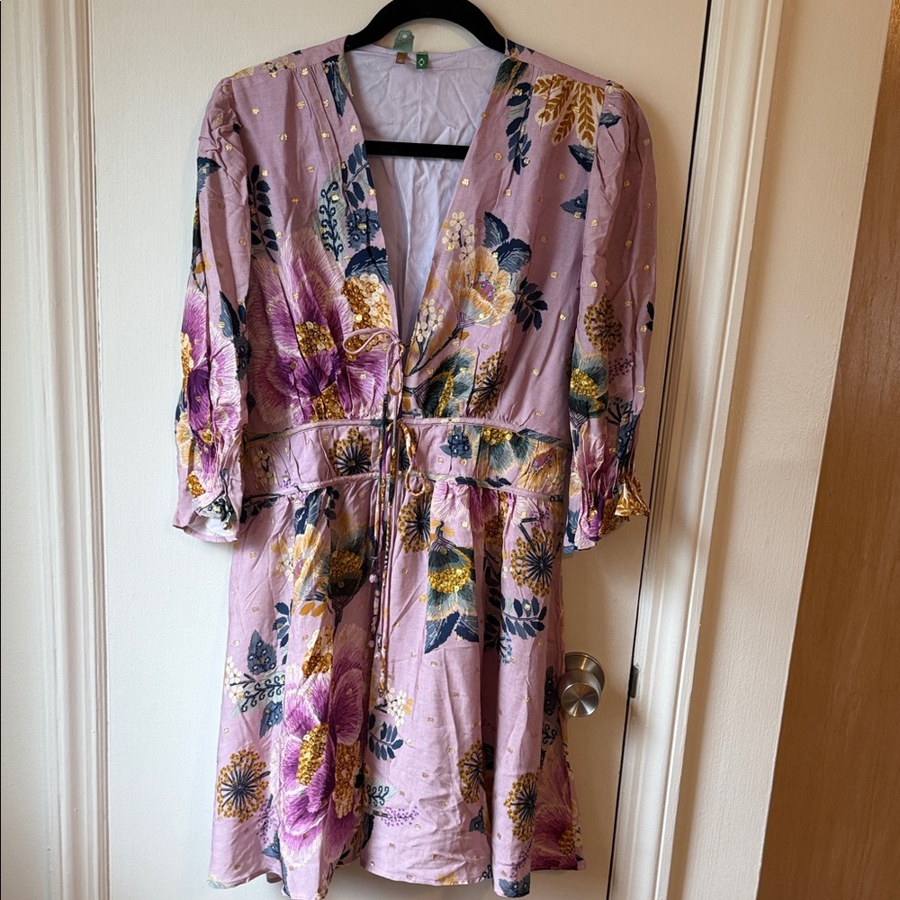 FARM Rio Floral Midi Dress - Purple and Yellow